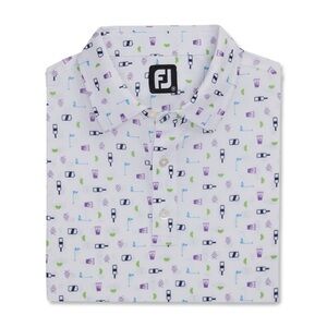 FootJoy White Polo Shirt with Multicolor Print